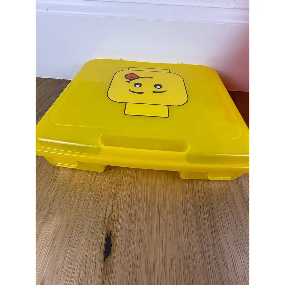 LEGO Minifigure Head Storage Case Gently Used Lot of 2 Red Yellow
